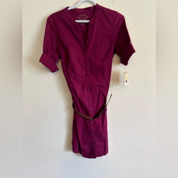 NWT Sonoma purple button down dress with belt size Small - Picture 1 of 10